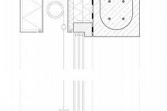 Detail okna 1 – Vnější omítka 5 mm; lepicí hmota 5 mm; tepelná izolace EPS 300 mm; stěrková parotěsná hmota 5 mm; pohledové betonové tvárnice 200 mm 2 – Tepelná izolace PIR 80 mm 3 – Tepelná izolace z fenolické pěny 20 + 40 + 40 mm 4 – Kompozitní kotevní úhelník