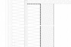 Detail parapetu s návazností na prosklenou hliníkovou fasádu. Tímto způsobem probíhala realizace, parotěsná vrstva z asfaltových pásů byla aplikovaná na parapetní vyzdívku.