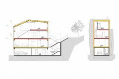 Plusový dům Chimney se dvěma byty vznikl v proluce o šířce 5,5 m. Pro stavbu i pro úpravu vnitřních i vnějších povrchů byly použity v maximální míře ekologické materiály. Energeticky je dům navržen tak, aby většinu roku byl schopen samostatného provozu bez nutnosti čerpat energii ze sítě.
