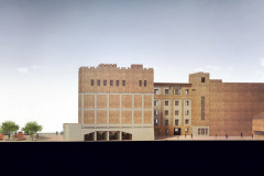 Řez novostavby navazující na historický objekt Automatických mlýnů