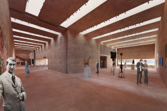 Galerie pracuje především s horním osvětlením výstavních místností