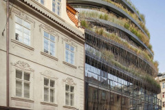 Nová budova přináší do místa osvěžení také díky zeleni na střeše a na fasádě